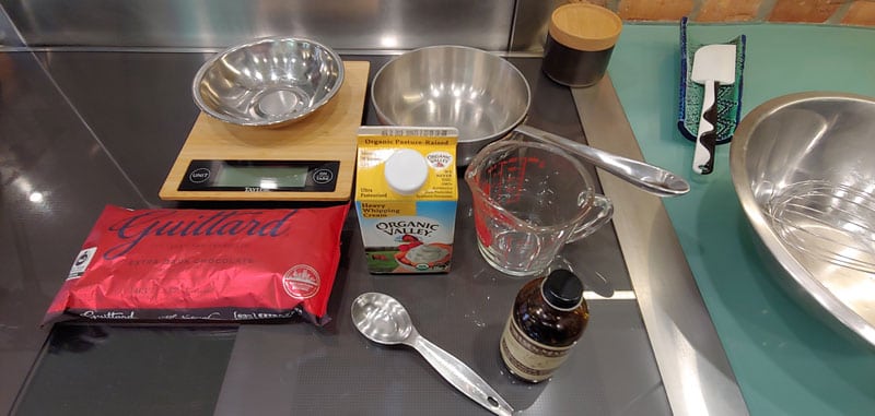 Shop with The Doc Chocolate Mousse, photo of ingredients for chocolate mousse