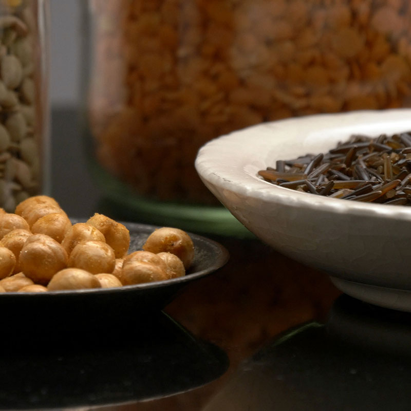 High Fiber Grains, Shop With The Doc, photo of bowls of rice and chickpeas